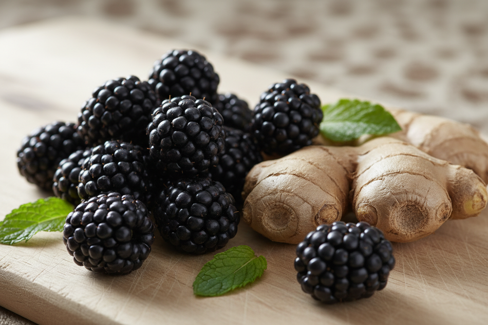 blackberries and fresh ginger