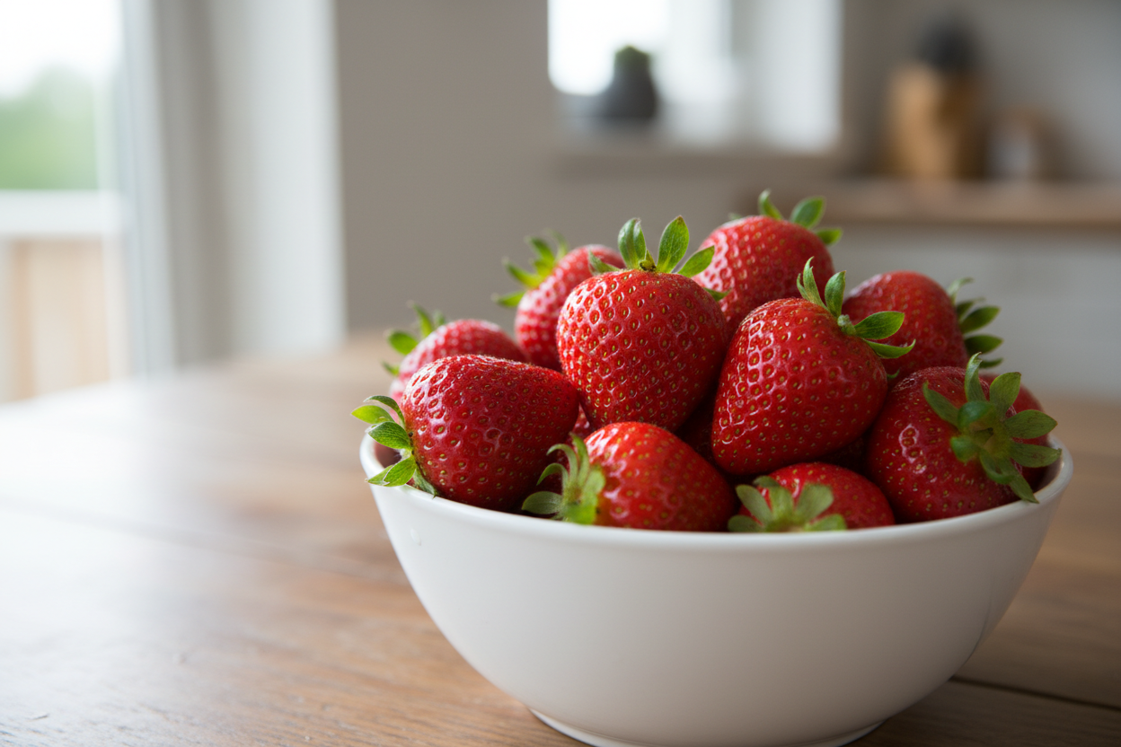 fresh strawberries in a bowl