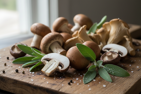 mushrooms and fresh sage